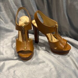 Michael Kors Tan Leather Platform Heels